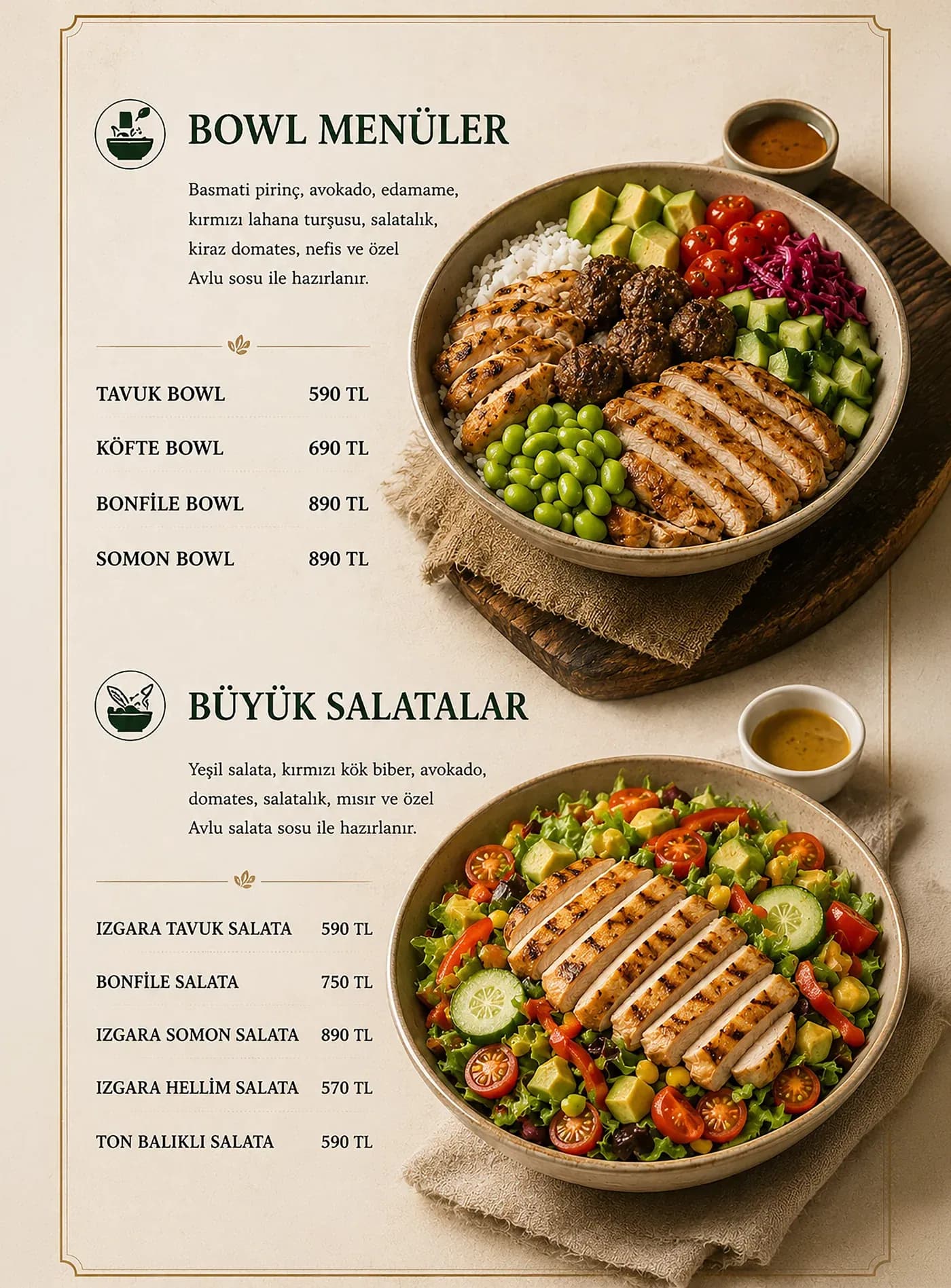 Avlu Bahçeköy Bowl & salata menüsü, ürünler ve fiyatları